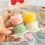 A variety of cute knitted plush bear heads Squishy