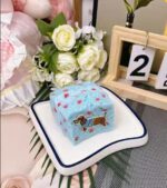 PeachyPuff Blue Dots Dachshund Toast Squishy