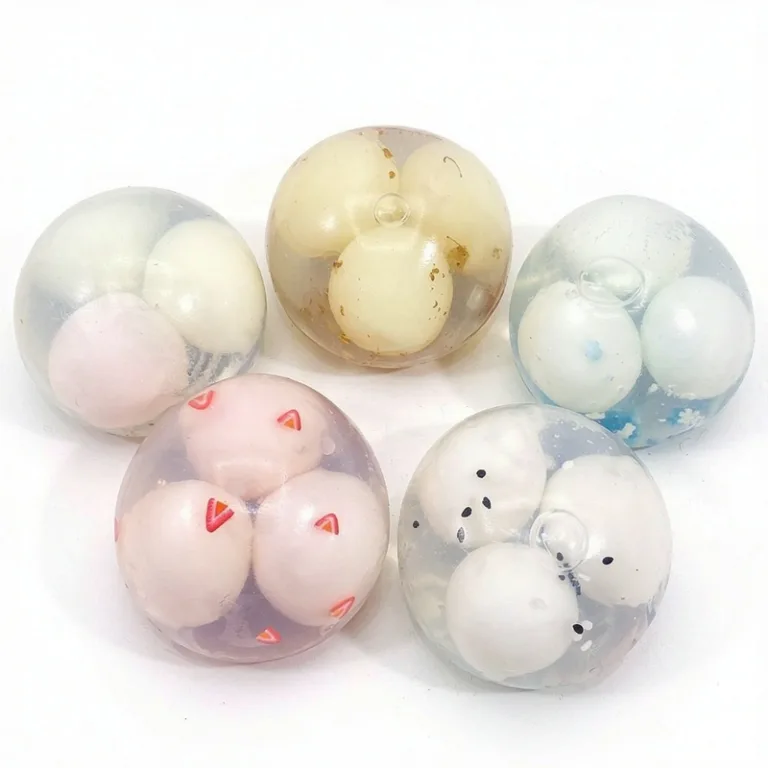 Mochi Dumpling Crispy Squishy Balls – Sesame & Strawberry