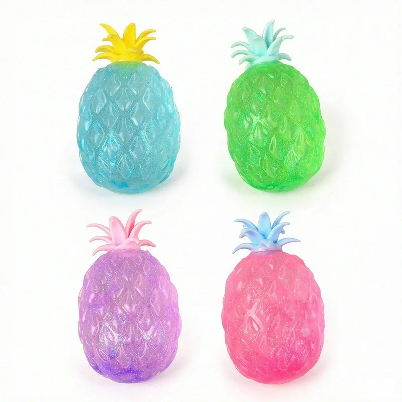 Glitter Pineapple Syrup Ball Squishy – Large Slow-Rise Stress Toy