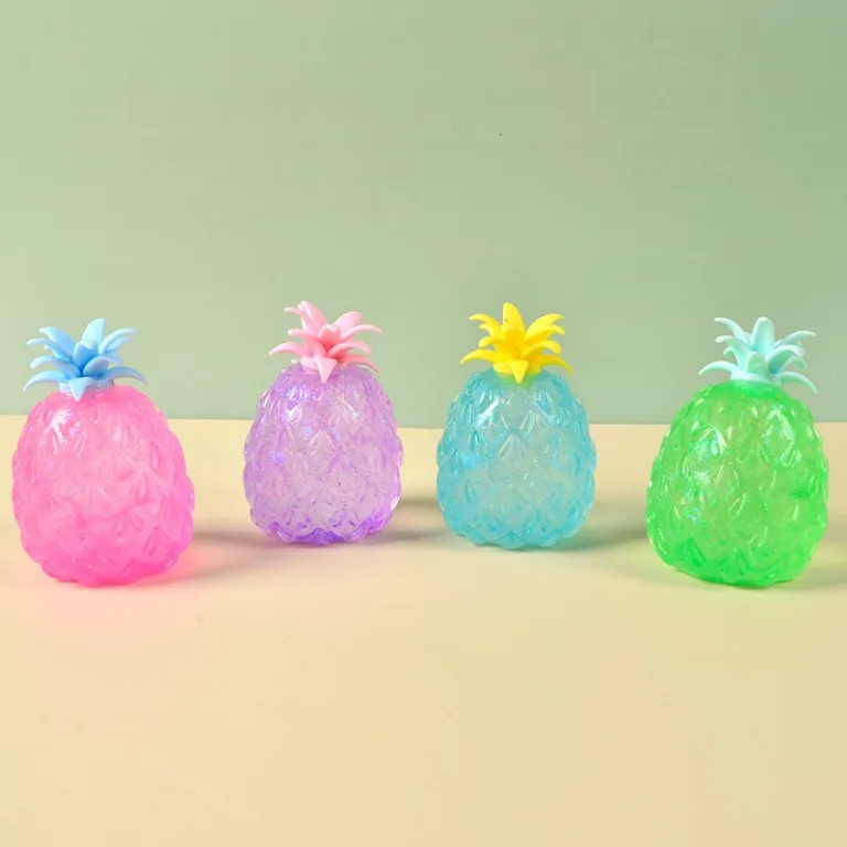 Glitter Pineapple Syrup Ball Squishy – Large Slow-Rise Stress Toy